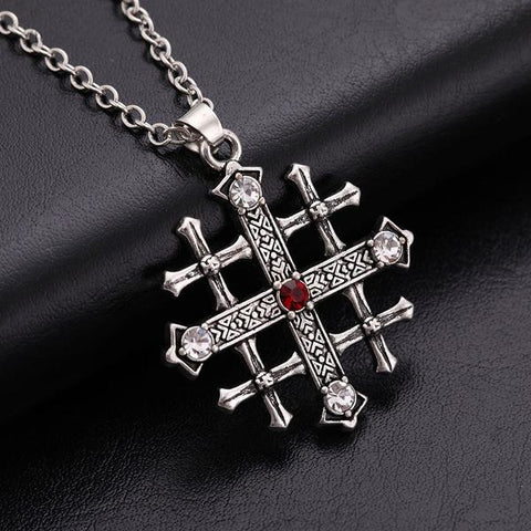Red Templar Cross Necklace